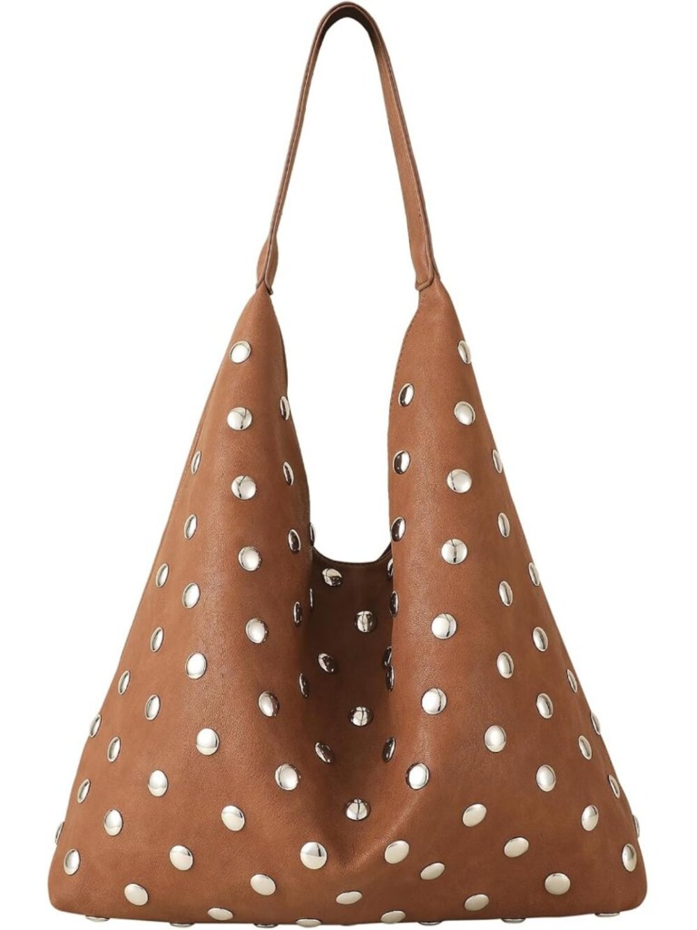 Stylish Studded Hobo Purse - Leather Tote Bag, Rivet Shoulder Handbag for Women